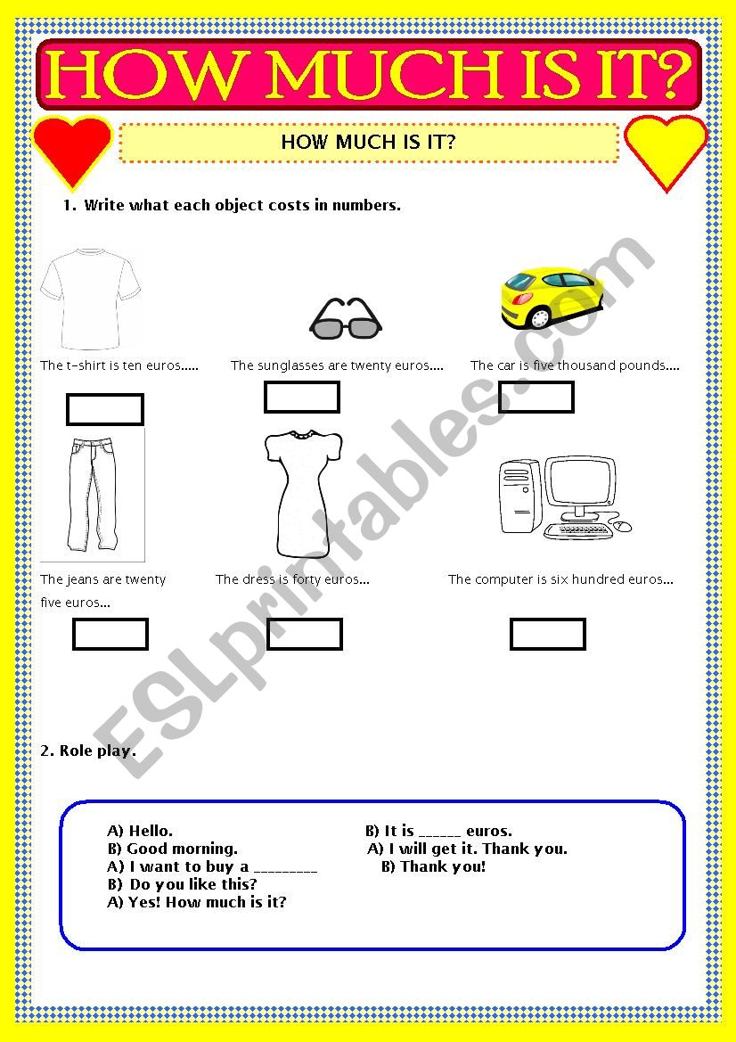 how much is it? worksheet