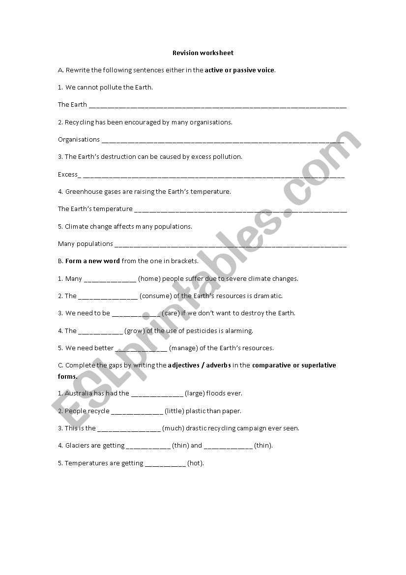 Revision worsheet worksheet