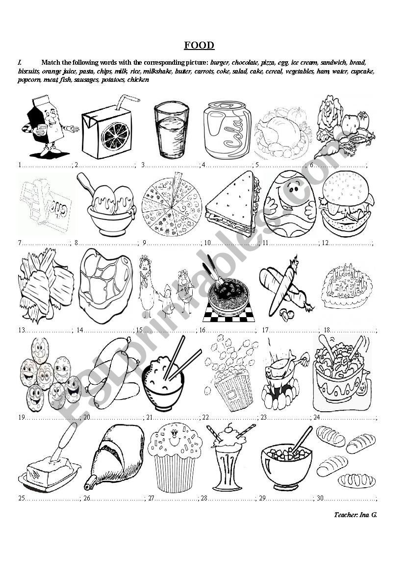 Food Exercises worksheet