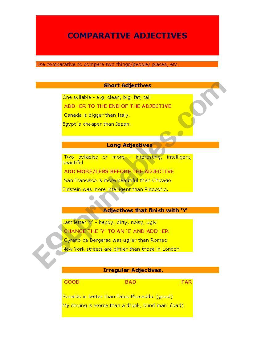 COMPARATIVE ADJECTIVES (part 1)