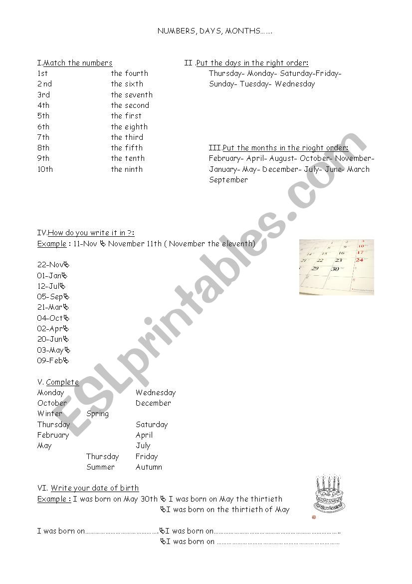 numbers worksheet