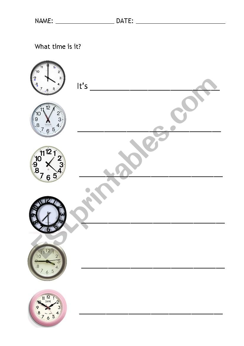 What time is it? worksheet