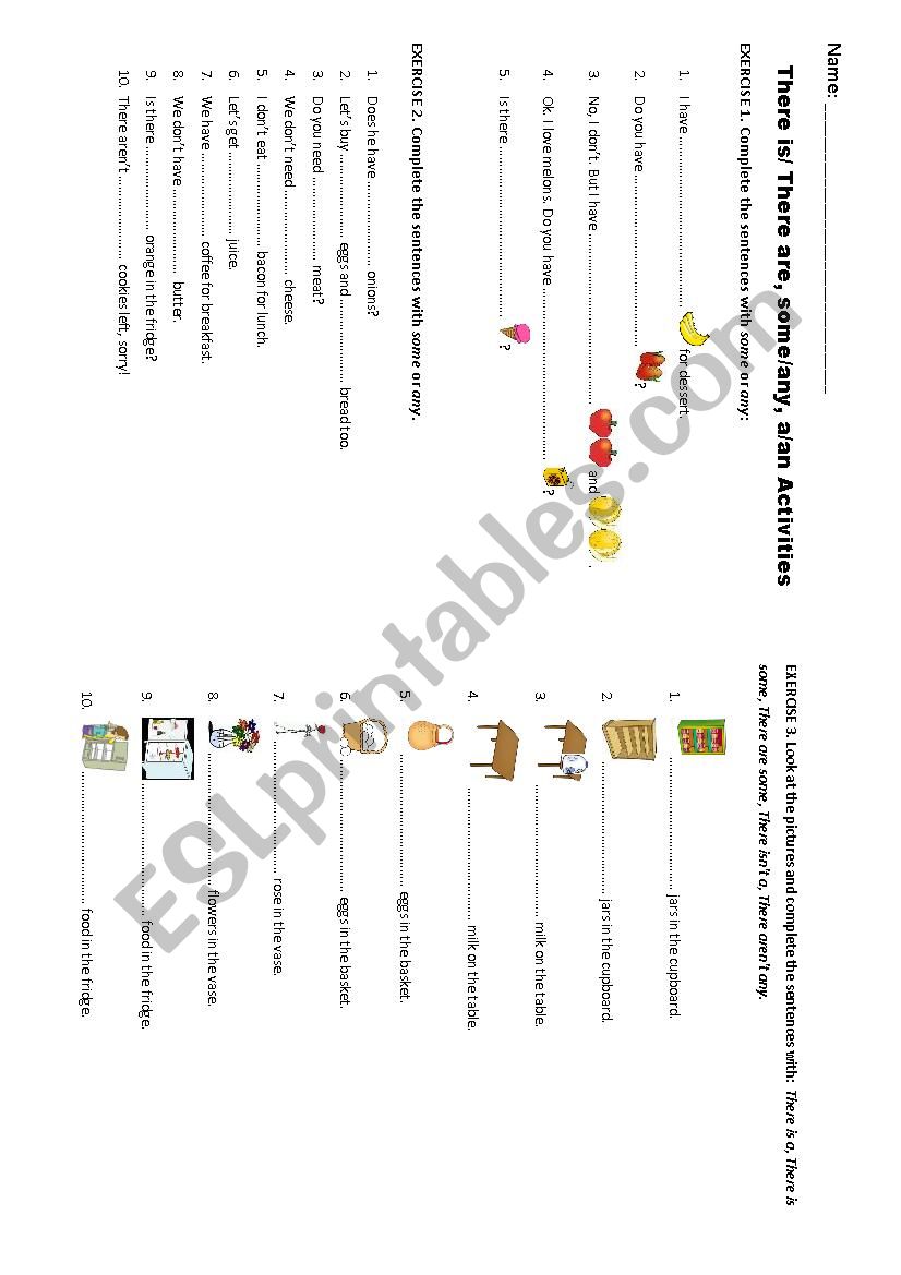 There is/there are & countable/uncountable exercises