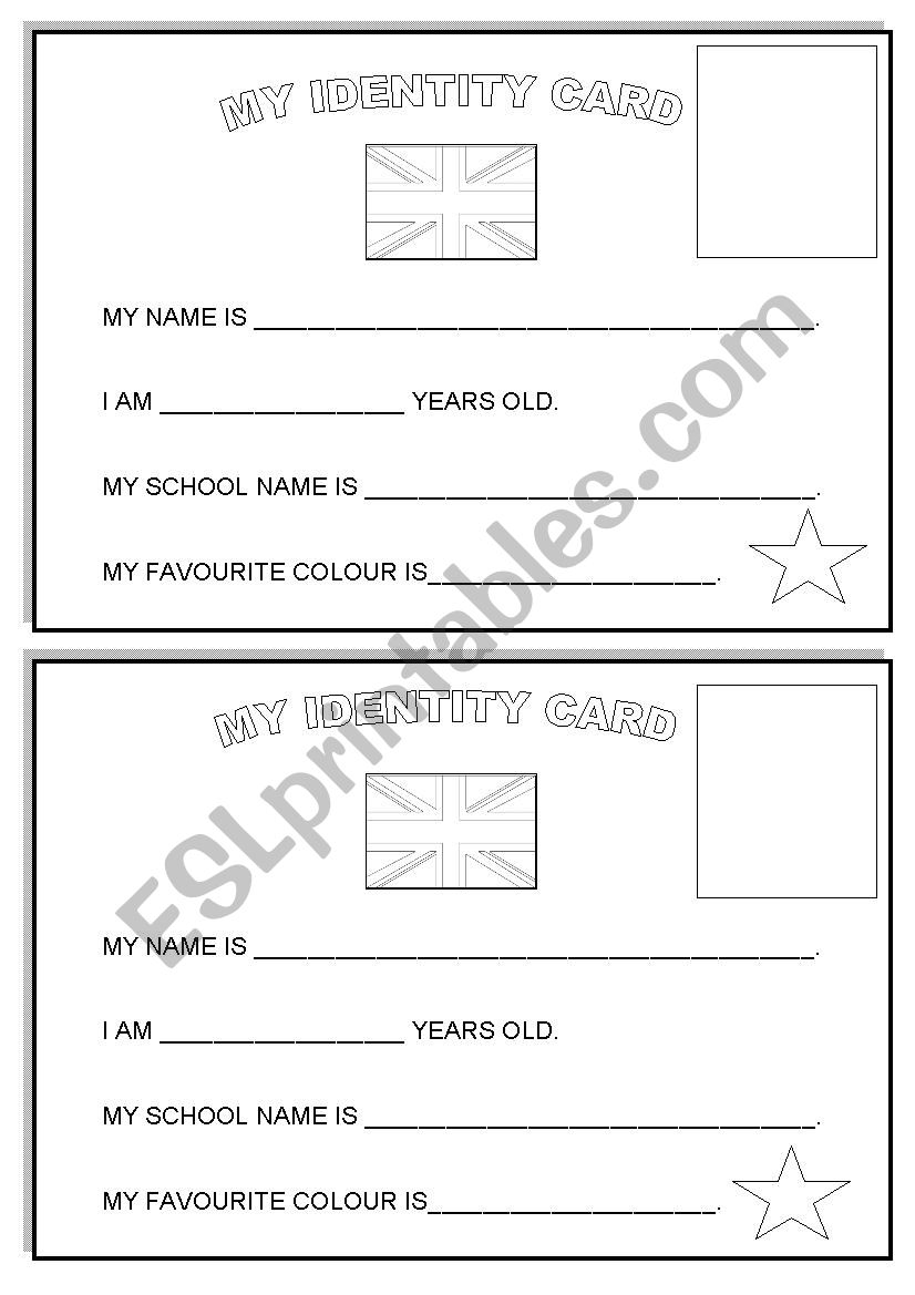 My ID card worksheet