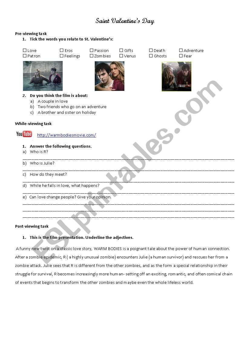 A different love story worksheet