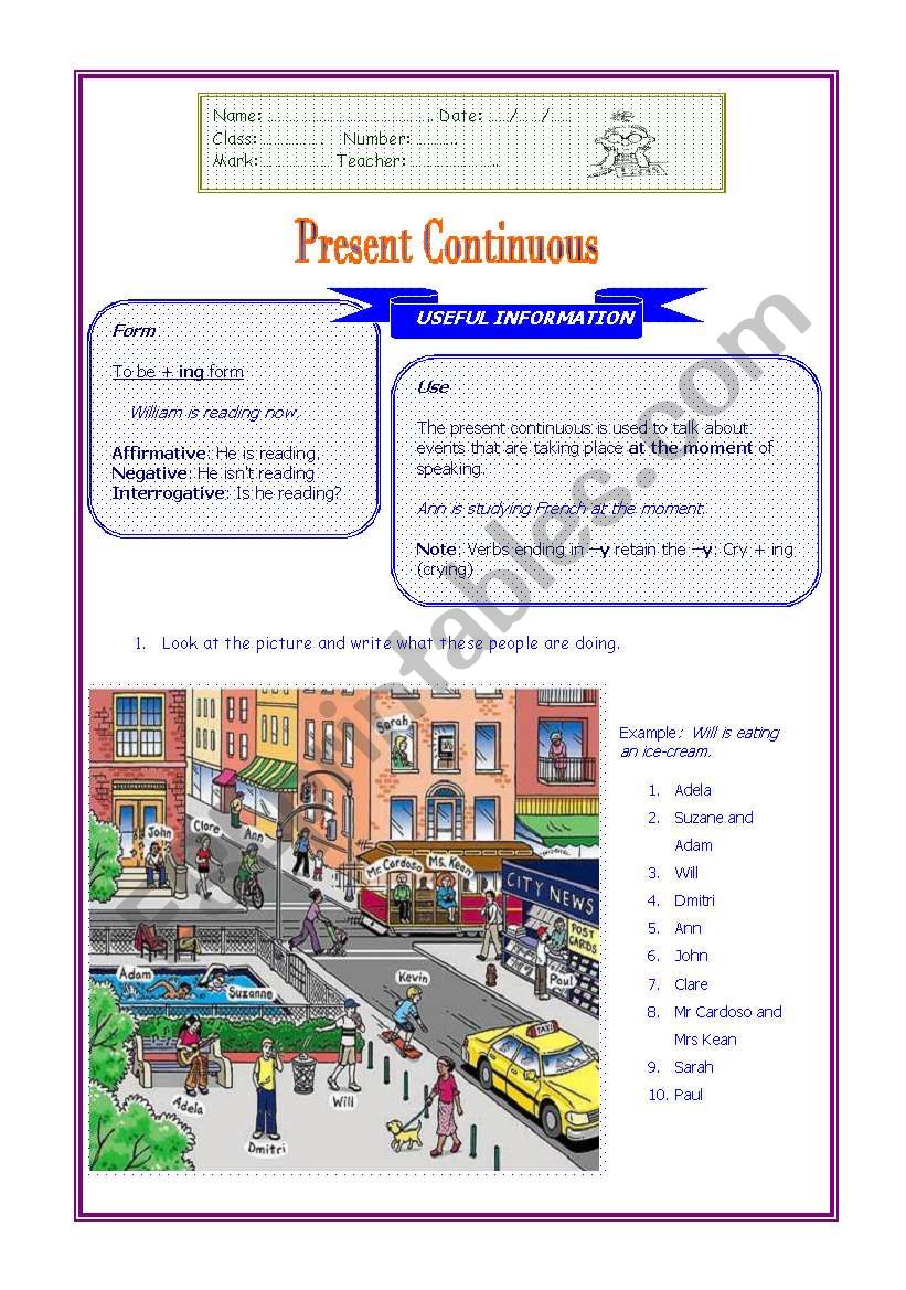 Present Continuous  worksheet