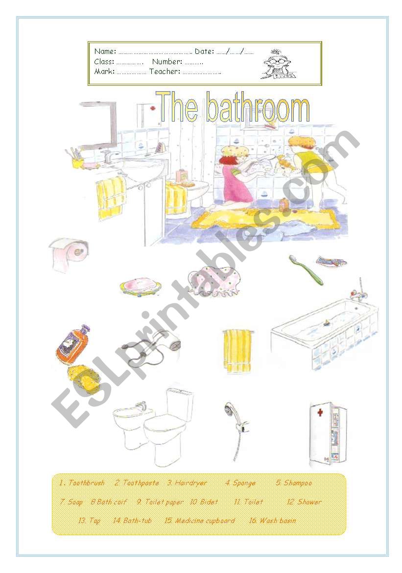 The Bathroom  worksheet