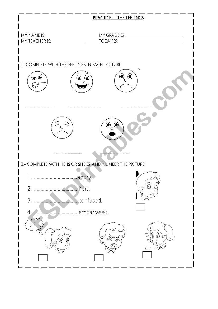 feelings worksheet worksheet