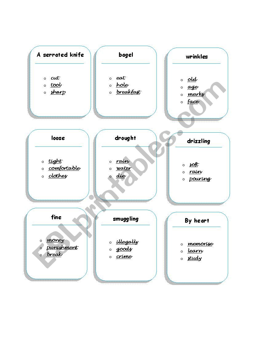 Taboo worksheet