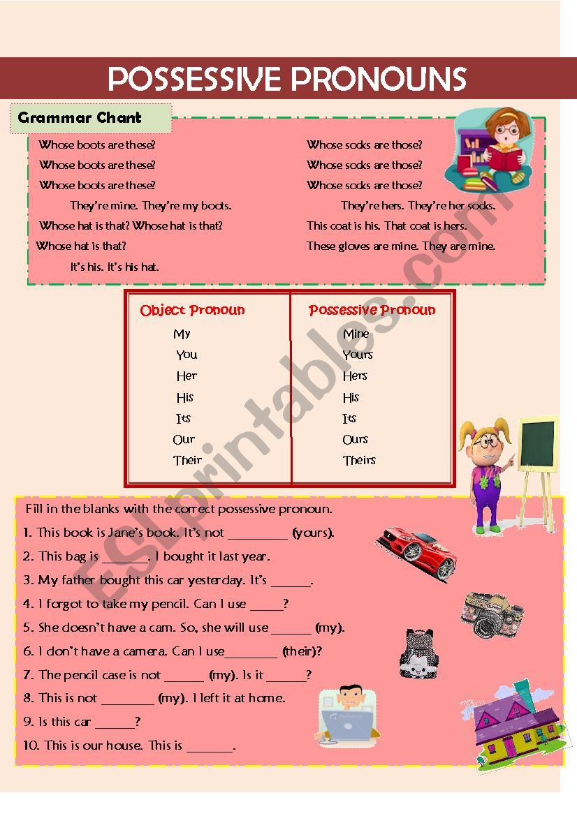 Possessive pronouns worksheet