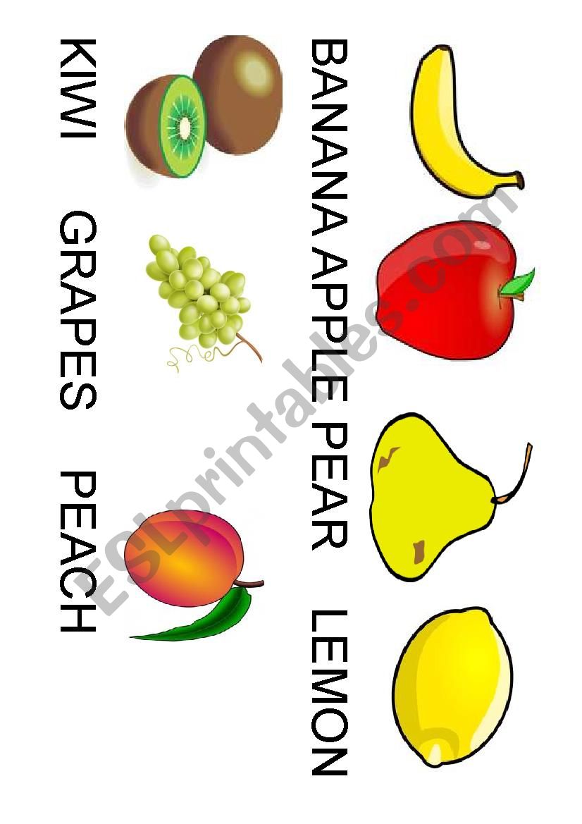 Fruits Picture cards worksheet