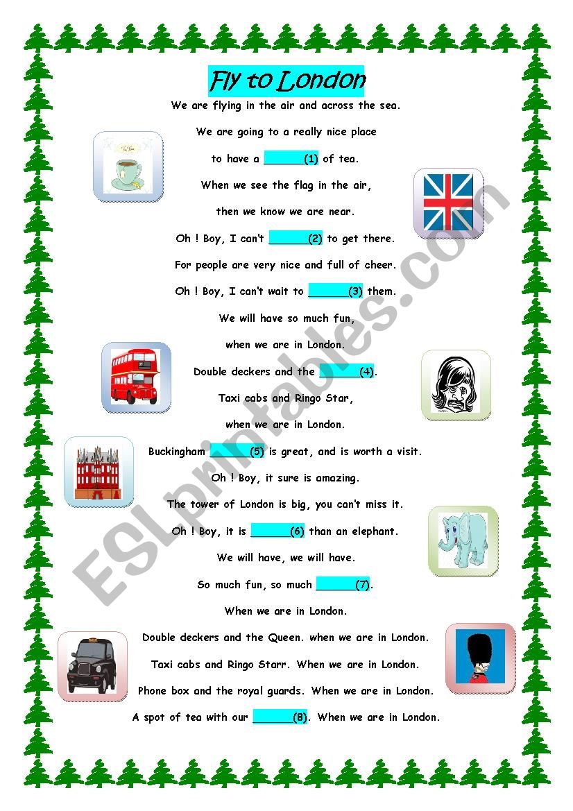 fly to London ( a song ) worksheet