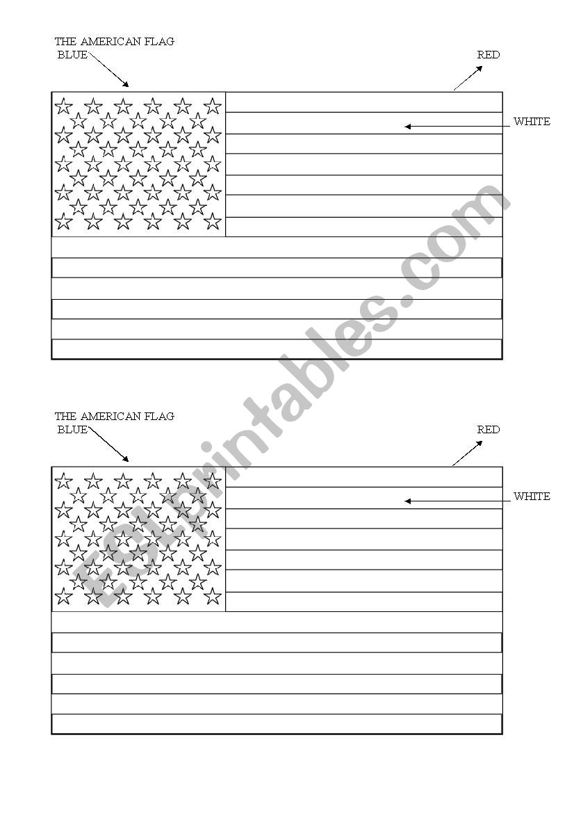 THE AMERICAN FLAG worksheet