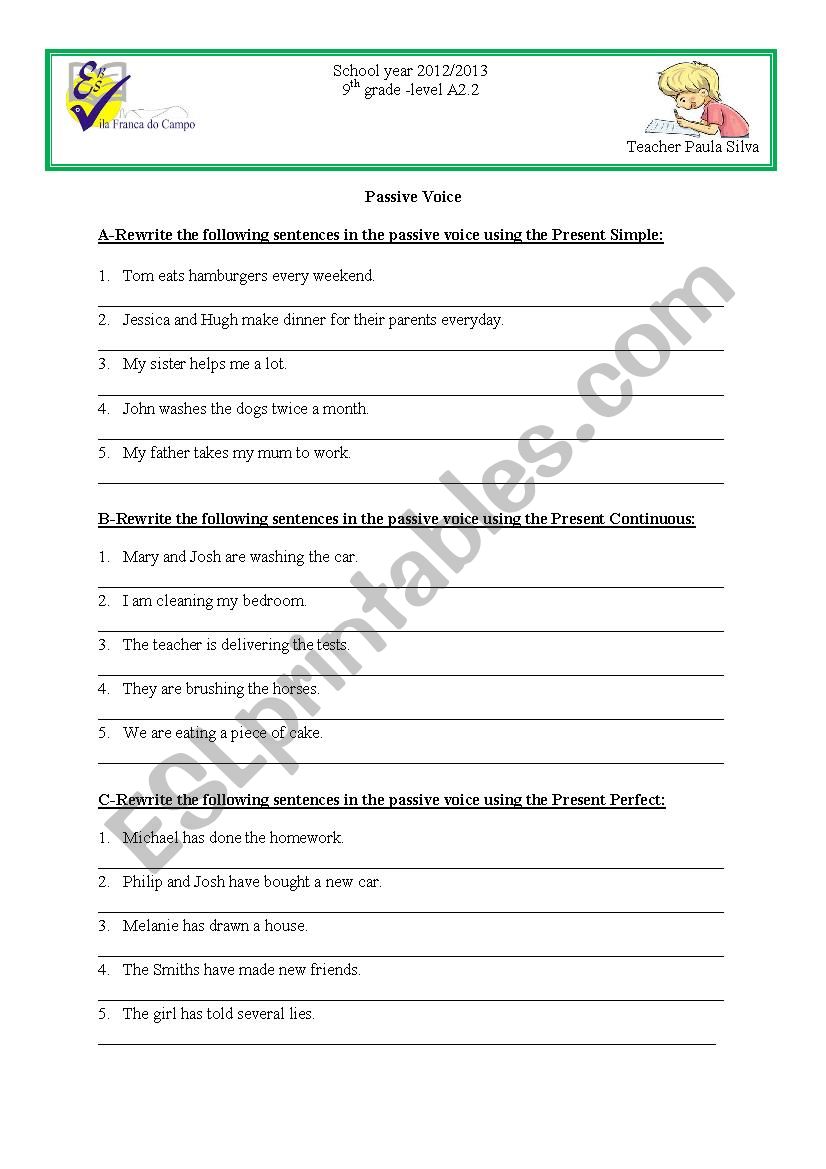 Passive Voice Exericises 1 worksheet