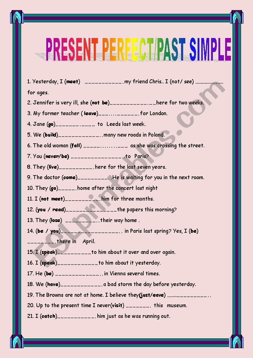 PRESENT PERFECT / SIMPLE PAST worksheet