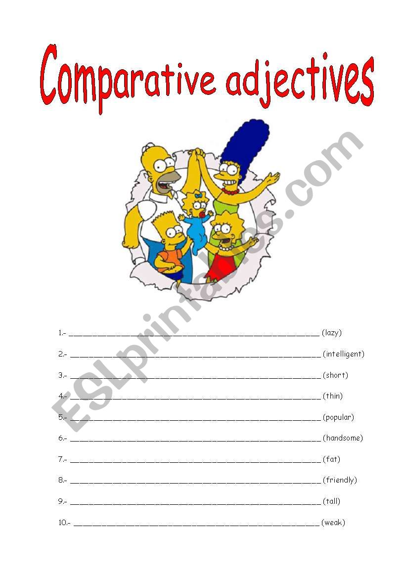 Comparative adjectives worksheet