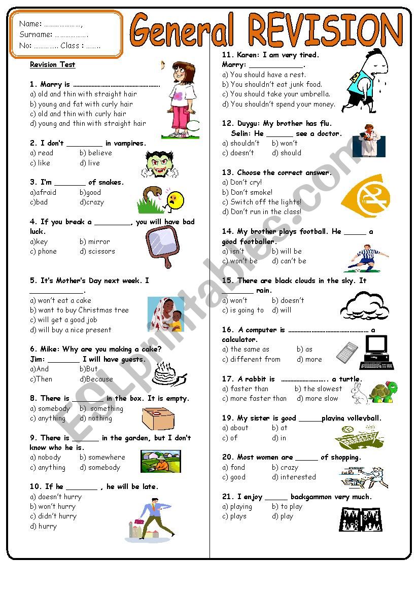 7th grade revision worksheet