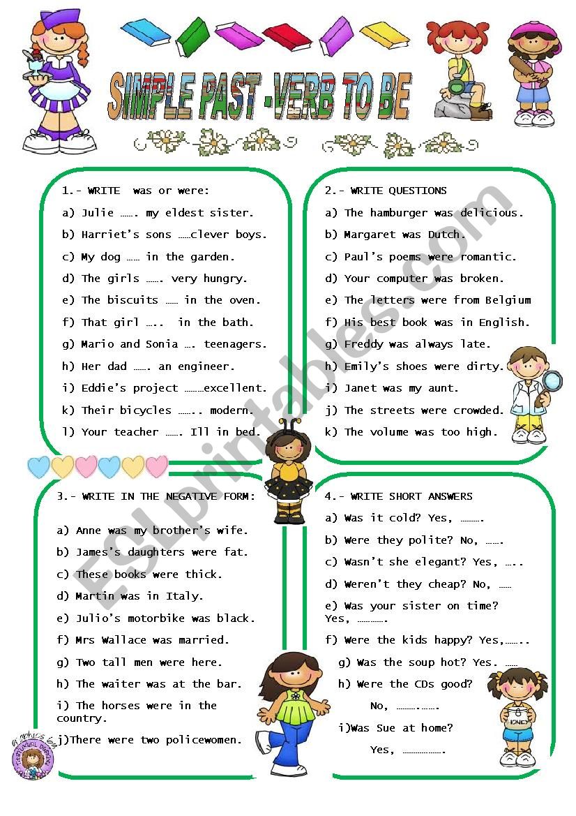 SIMPLE PAST VERB TO BE worksheet