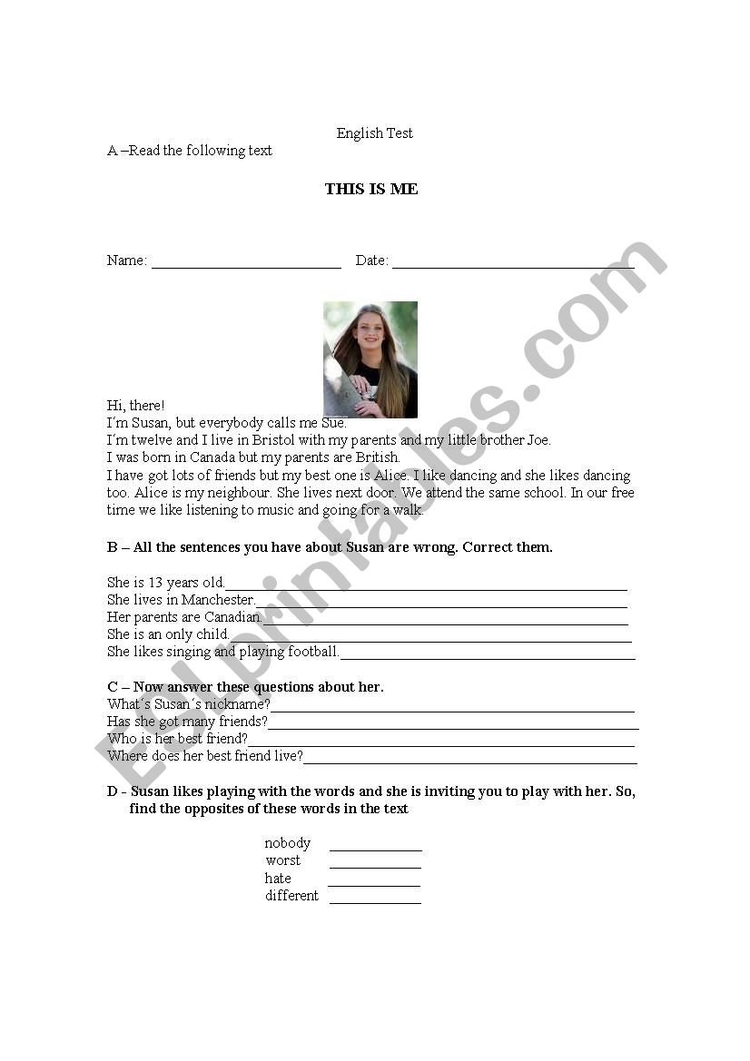 this is me worksheet
