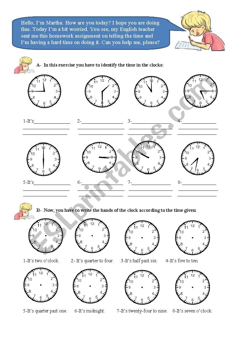 Telling the time worksheet