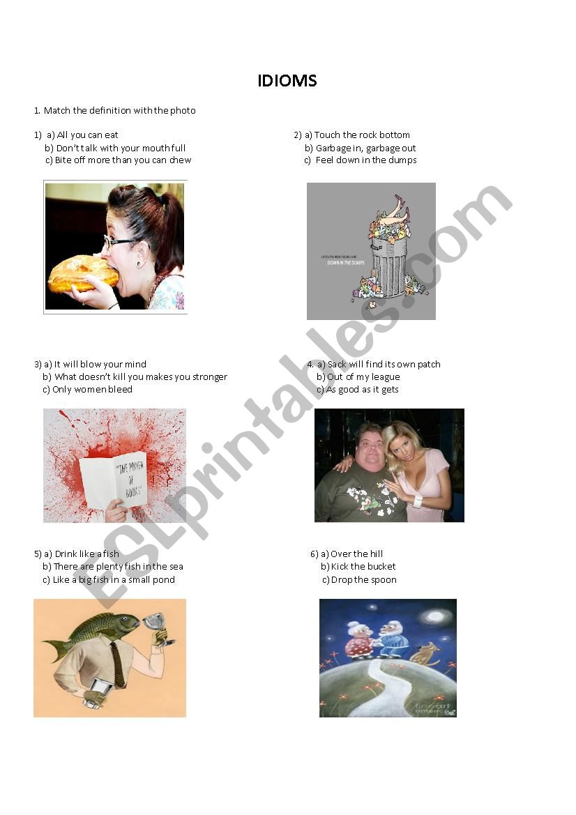 Idioms - match the picture with the correct option