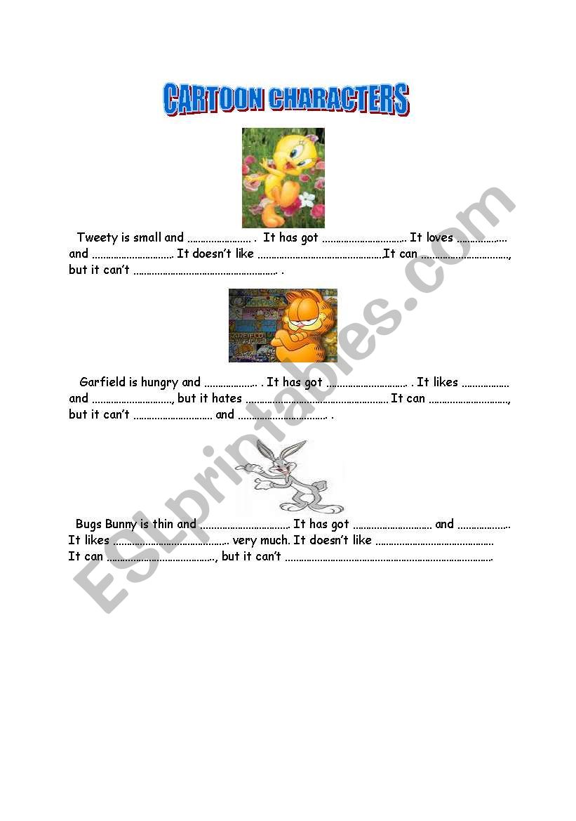 cartoon characters description