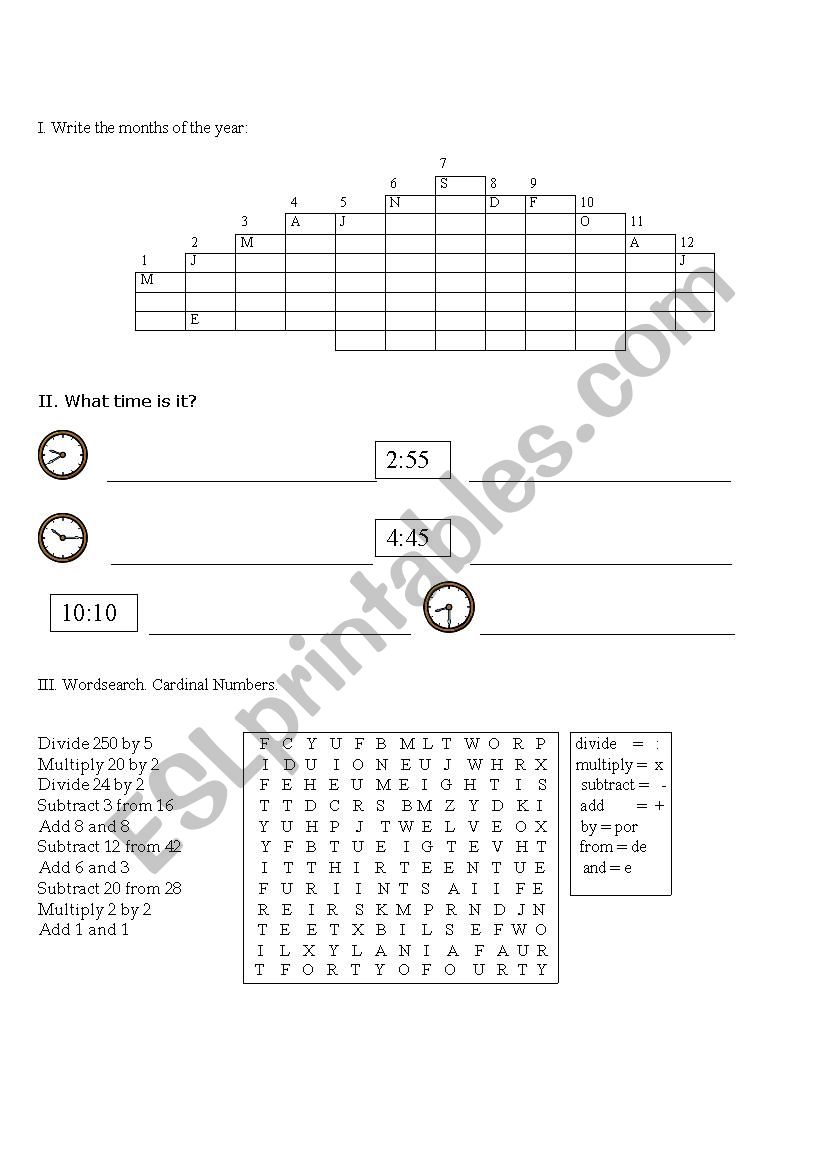 Months - What time is it? - Cardinal Numbers