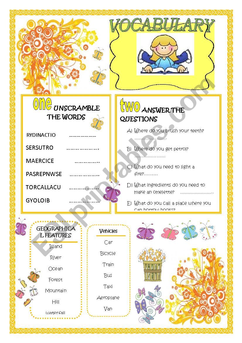 VOCABULARY worksheet