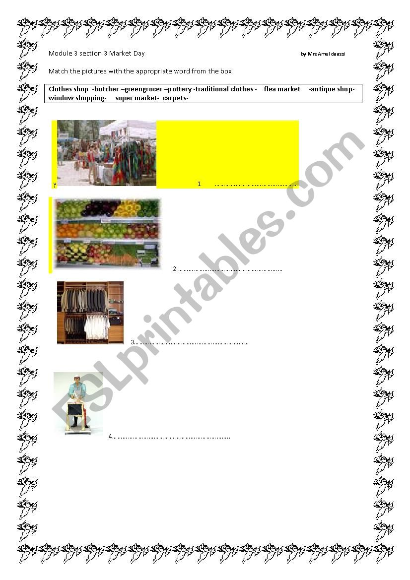 market day worksheet