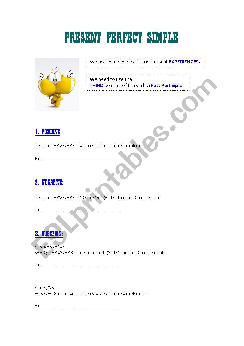 Present Perfect Simple Structure