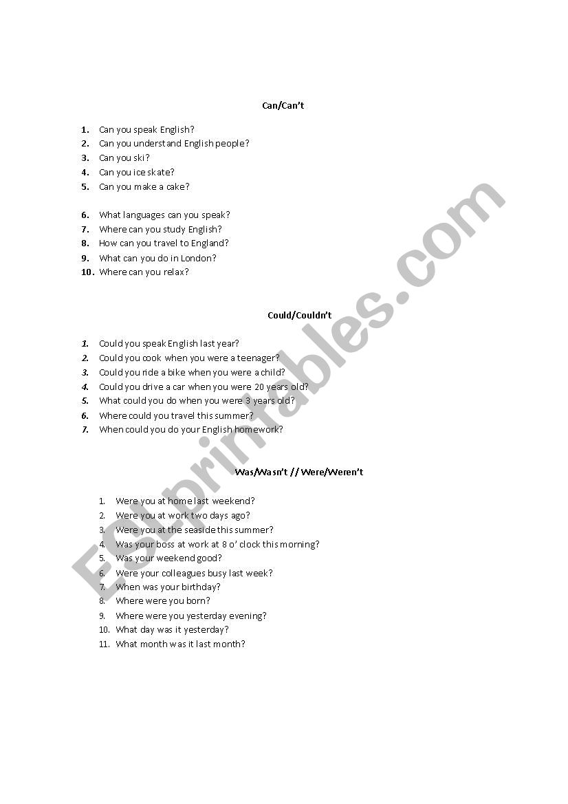 past tense worksheet