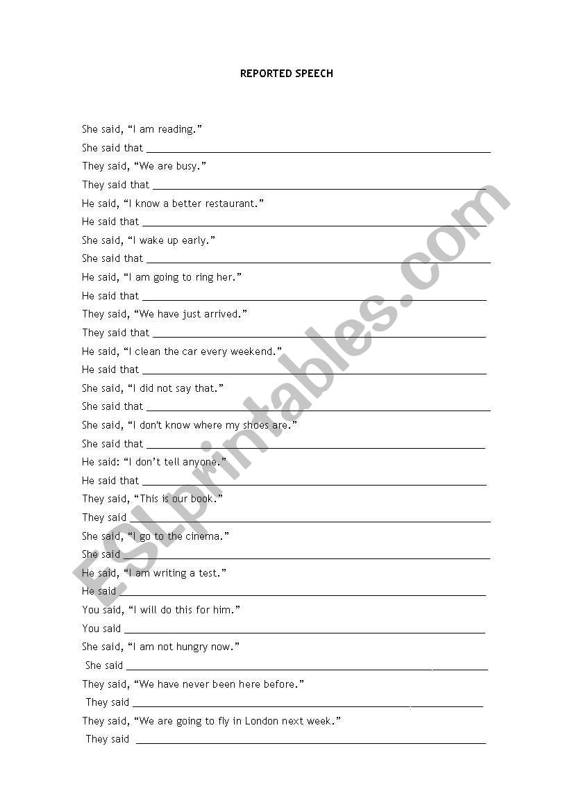 REPORTES SPEECH worksheet