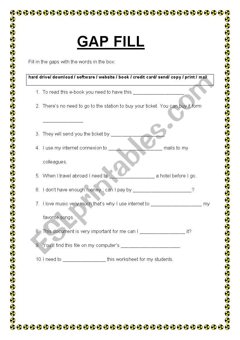 Communication gap fill worksheet