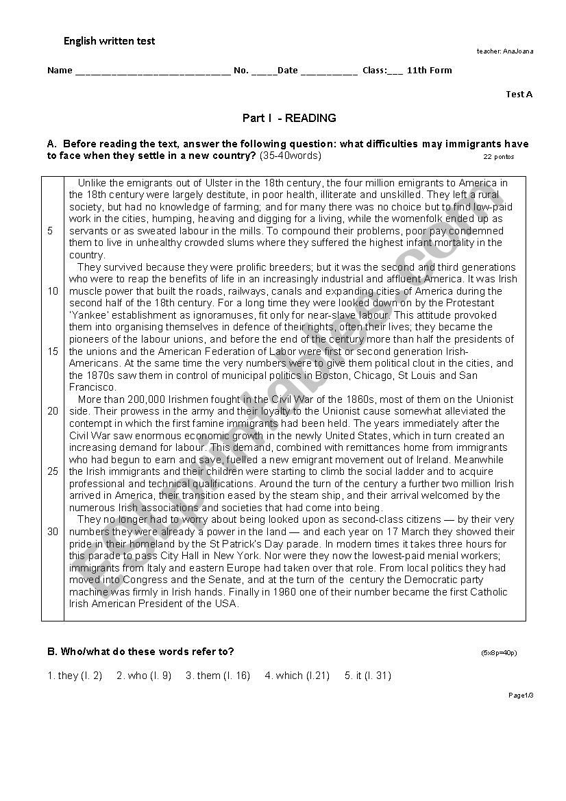 Test_ Multiculturalism worksheet