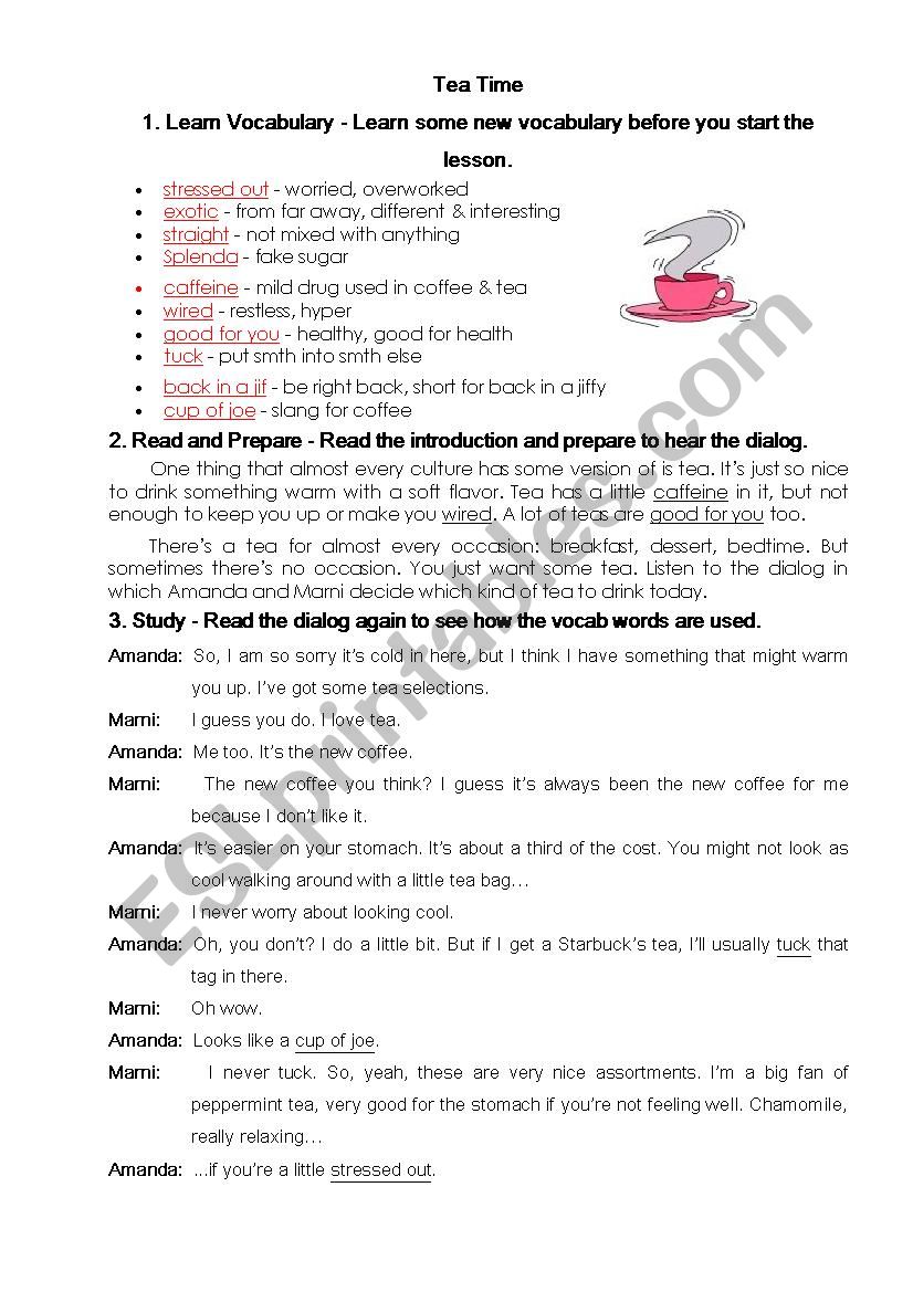 Tea Time worksheet