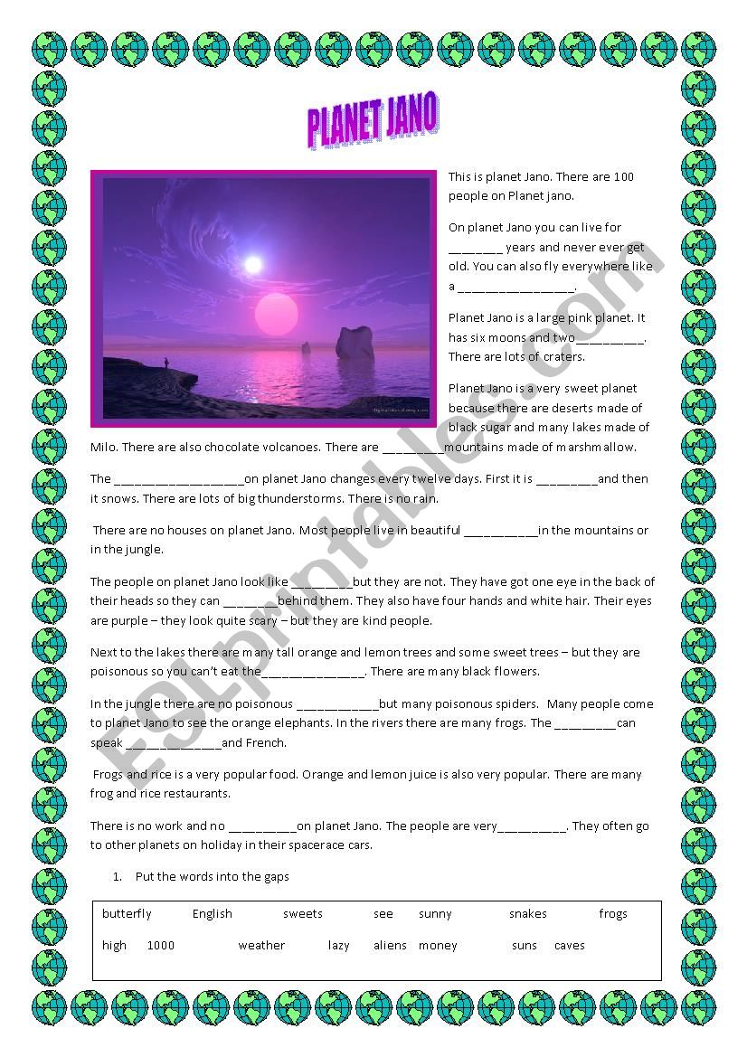 Planet Jano worksheet