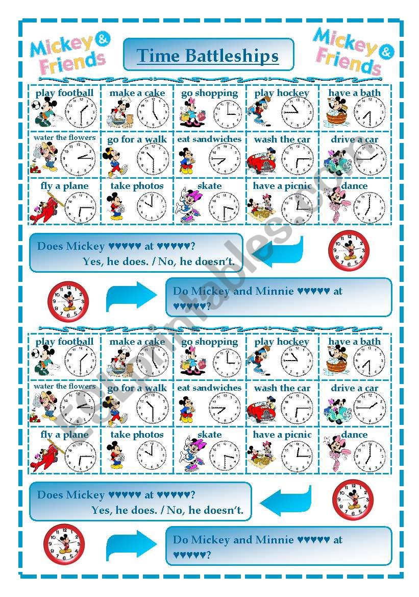 TIME BATTLESHIPS worksheet