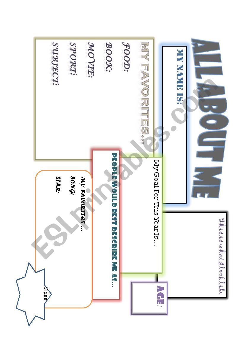 Getting to know your students worksheet