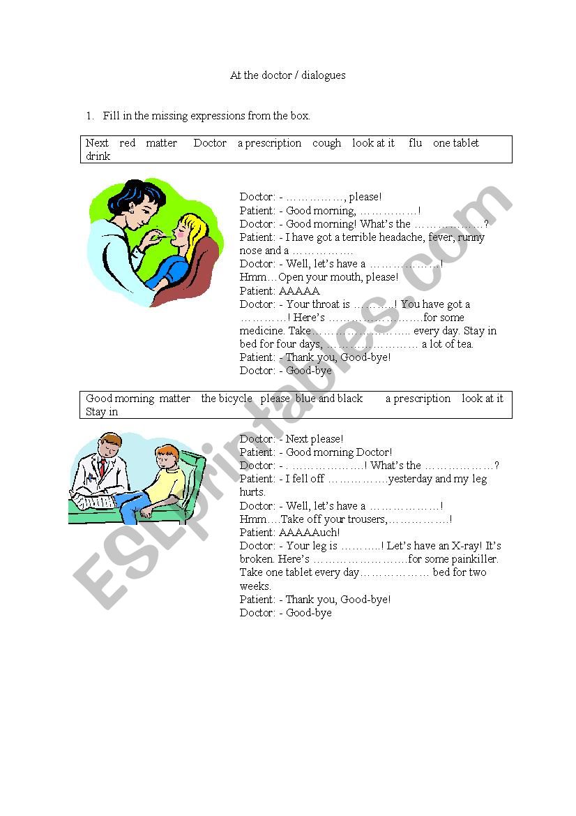 At the doctor worksheet