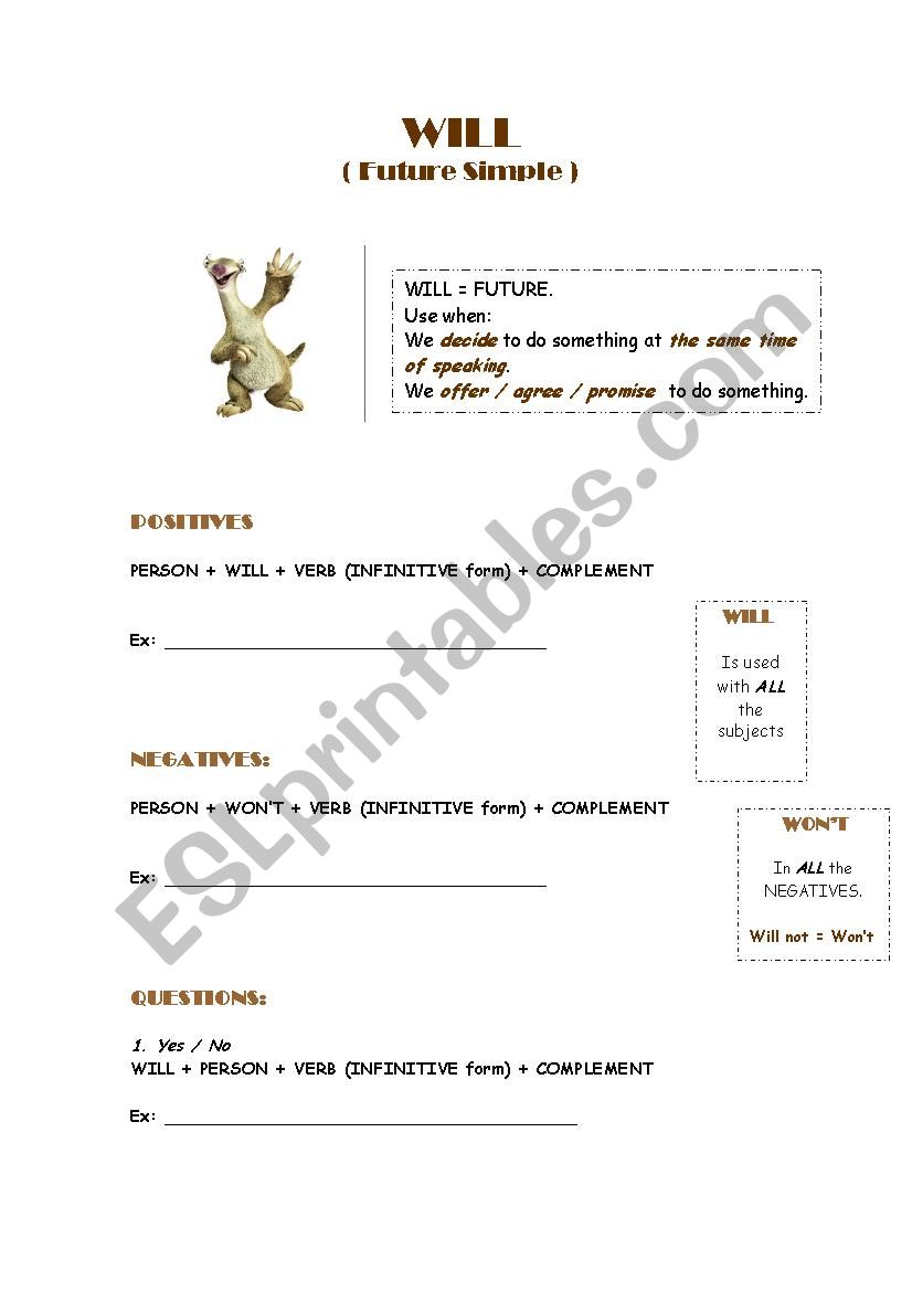 Will structure worksheet