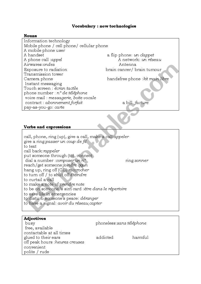 vocabulary addictions worksheet