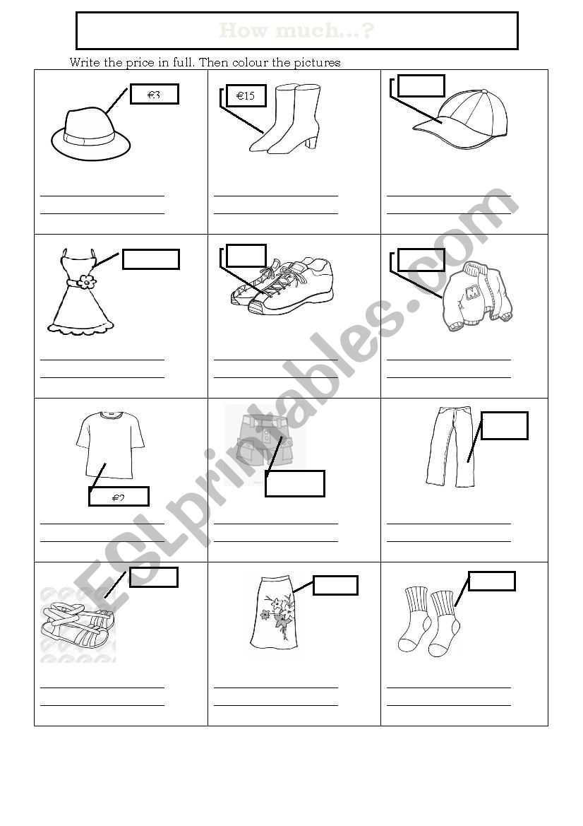 Clothes - How much... worksheet