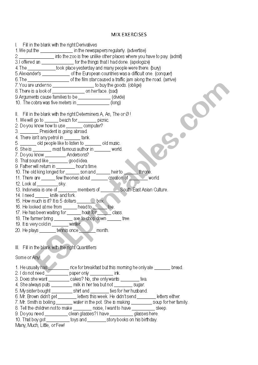 Mix Exercises worksheet