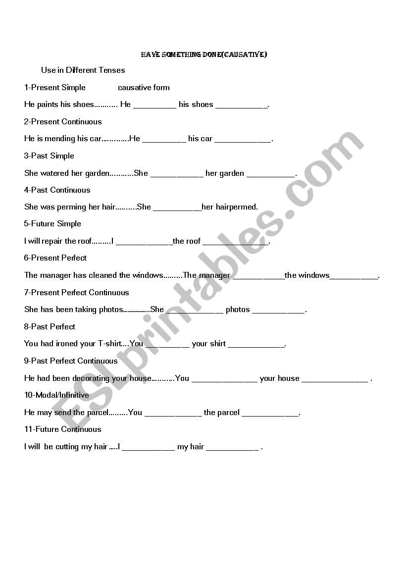 An exercise about Â´have something doneÂ´