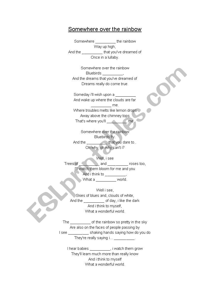 Listening activity Lyrics worksheet