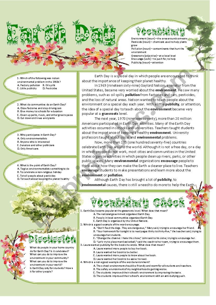 Earth Day worksheet