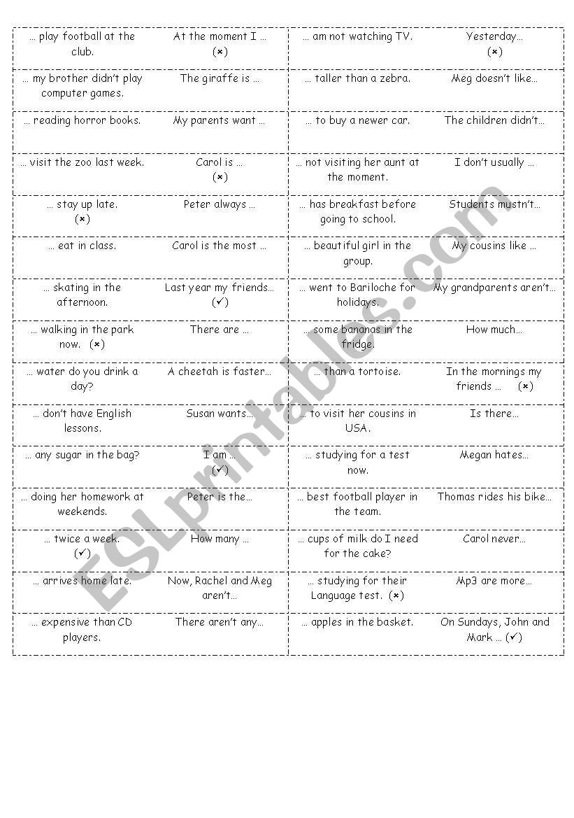 Language domino worksheet