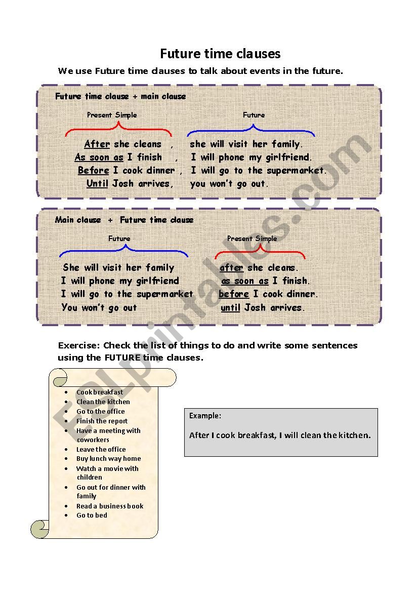 Future time clauses worksheet
