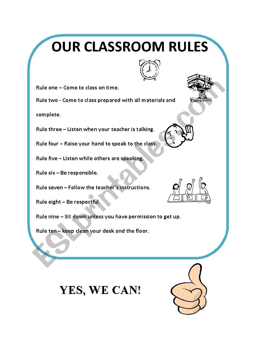 Classroom Rules worksheet