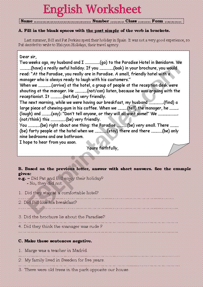 Simple Past worksheet